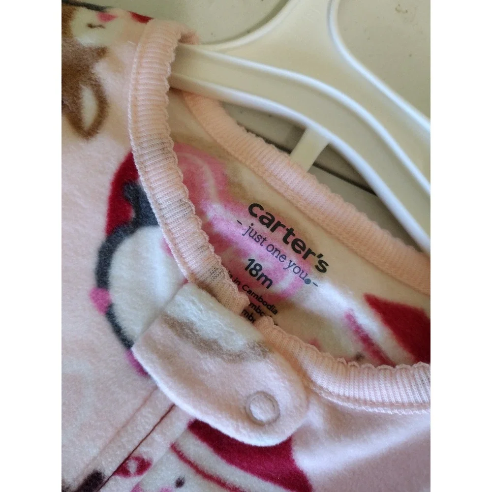 Carter's girls holiday‎ fleece footie pajamas size 18 months